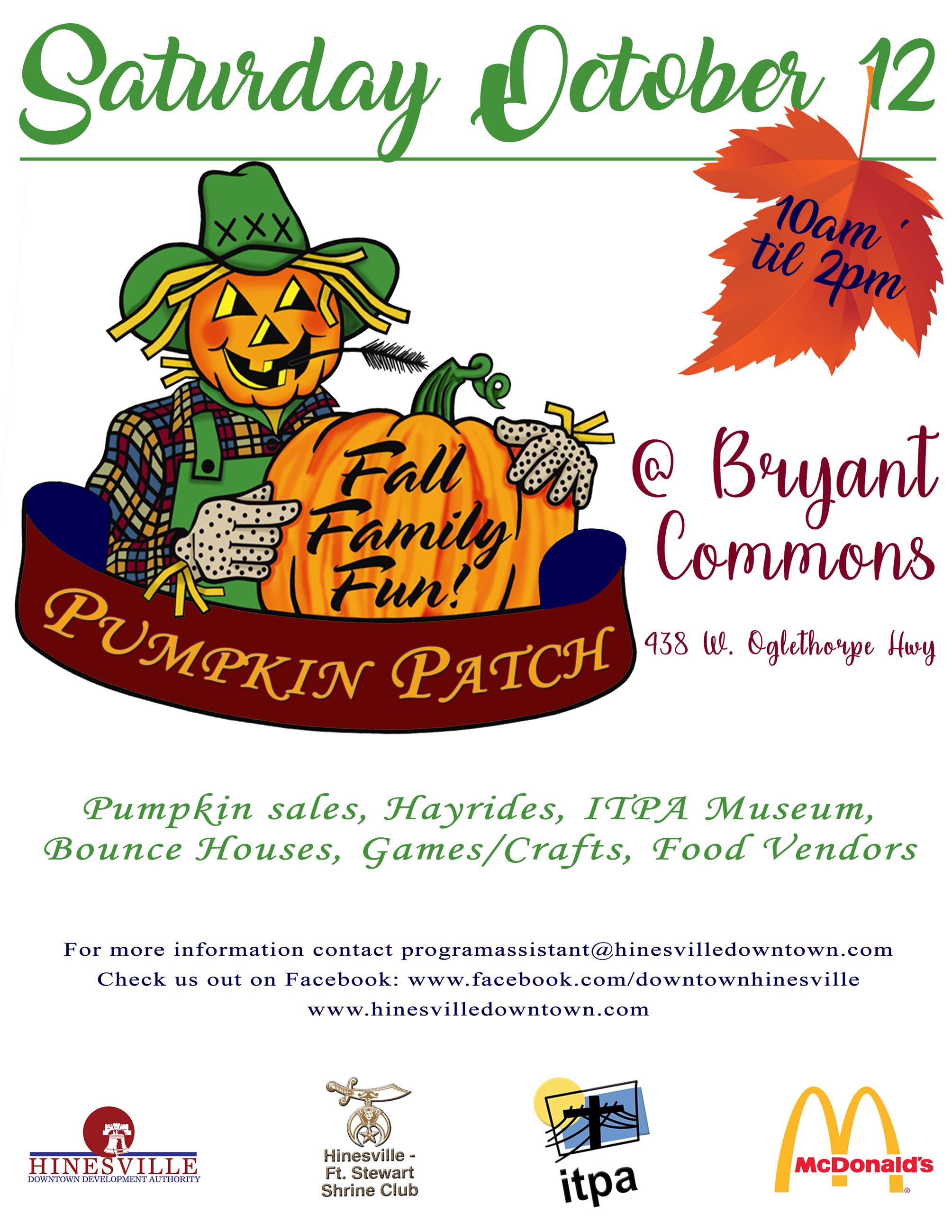 Hinesville's 2019 Pumpkin Patch event is set for Saturday, October 12, 2019 from 10 a.m. to 2 p.m