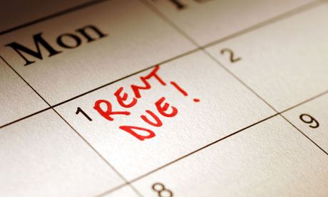 rent due marked on the calendar in red