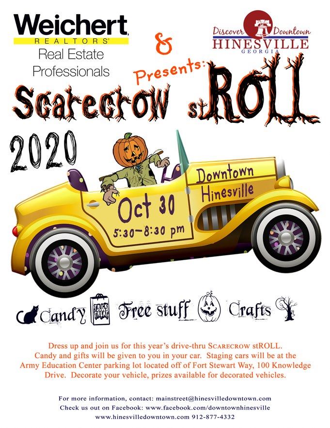 Flyer for the HDDA's Scarecrow stROLL on Friday, October 30 from 5:30 - 8:30 p.m. in downtown.